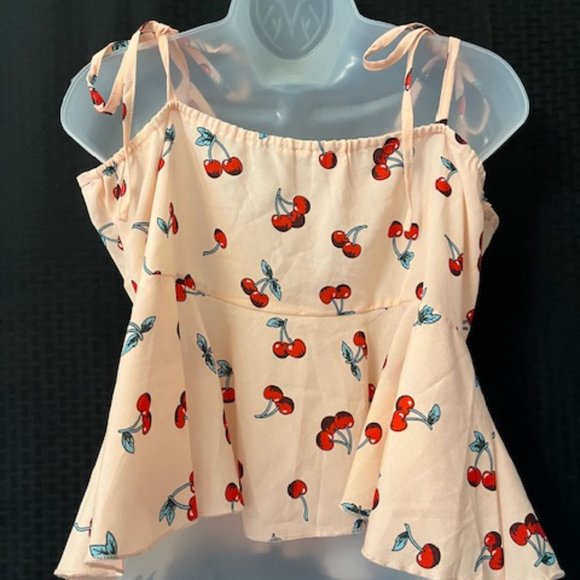 Cherry Print Tie-Front Top - Picture 5 of 10